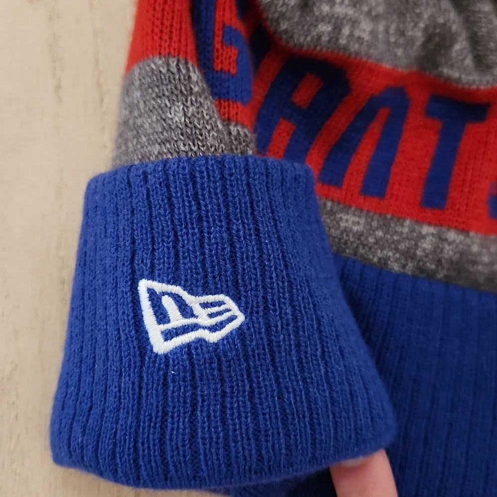 New Era NY Giants NFL Red and Blue Knit Beanie Hat Unisex Mens Womens One Size